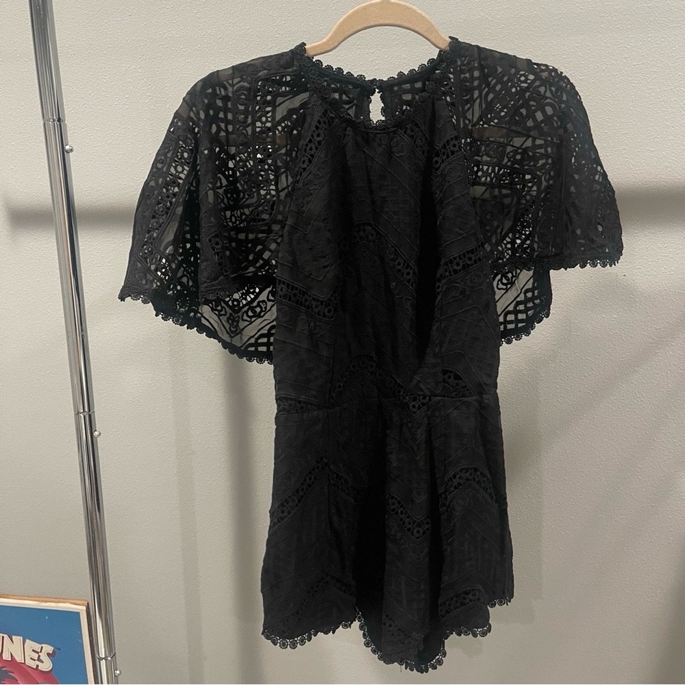 Line & Dot Black Lace Romper Size XS - Picture 3 of 3